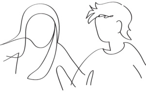Silhouette d'une fille et d'un garçon
